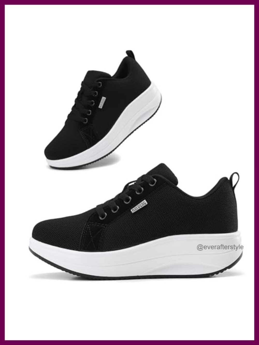 Womens Platform Walking Sneakers Rocker Bottom Comfy Lightweight Lace-Up